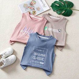 Camisole Baby Girl 소매 티셔츠 티셔츠 어린이면 상단 어린이 속옷 편지 인쇄 카미솔 어린이 단일 세트 한국 스타일 2405