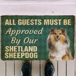 Carpets Must Be Approved By Our Shetland Sheepdog Doormat Decor Print Animal Floor Door Mat Non-Slip Soft Flannel Carpet