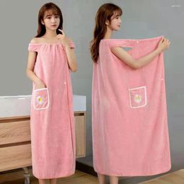 Towel Bath Household Women Wearable Wrap Adults Absorb Water Polyester Dry Hair Skirt Long Style Bathroom Washable Bathrobe