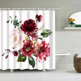 Shower Curtains Nordic Style Plant Flamingo Flower Rose Bathroom Curtain Frabic Waterproof Polyester Bath With Hooks