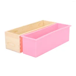 Baking Moulds 1200G Diy Soap Wooden Mould Box Silicone Liner Rectangular Loaf Swirl Tool Candle Making