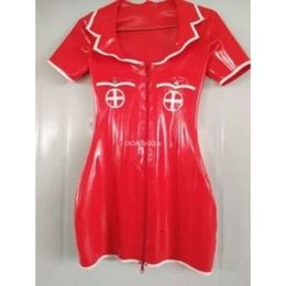 Sexy Latex Dress Women Red and White Skirts With Zipper Size XS-XXL s