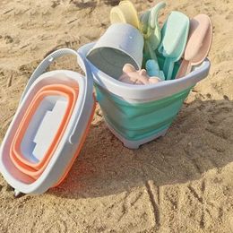 Sand Play Water Fun Childrens beach toys childrens water toys foldable portable sand bucket summer outdoor toys beach gamesL2405