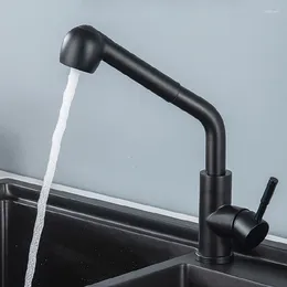 Kitchen Faucets Pull Out Sink Faucet Black 304 Stainless Steel 360 Ratataion Down Cold And Water Mixer Tap Spray
