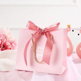 Gift Wrap 10pcs Originality Pink High-Quality Paper Candy Box Tote Bag Packaging Wedding Favours Birthday Party Supplie