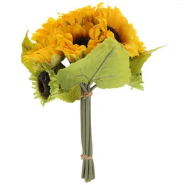 Decorative Flowers Bridesmaid Bouquets Wedding Sunflower Crochet Bridesmaids Accessories Artificial Stem Bridal