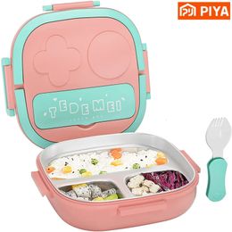 500ML Stainless Steel Bento Box Insulated Lunch Box For Kids Toddler Girls Metal Portion Sections Leakproof Lunch Container Box 240429