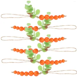 Decorative Figurines 6 Pcs Carrot Wooden Bead String Rustic Hanging Ornament Bathroom Decorations Household Tiered Tray Beads Garland