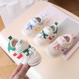 Sneakers 2023 Spring New Double Mesh Soft Sole Infants and Young Childrens Walking Shoes Baby Anti slip Casual Little White for Boys Girls H240513