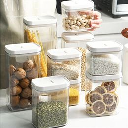 Storage Bottles Sealed Can Jar Box Transparent Plastic Household Kitchen Food Grade Nuts Oatmeal Spice Tank 500/800/1300/1800ML