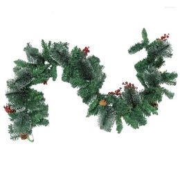 Decorative Flowers Lighted Christmas Garland 5.9ft Holiday Green Decor For Front Door Battery Powered DIY Decoration Stairs