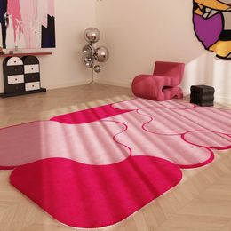 Dopamine Girly Bedroom Decor Plush Carpet Light Luxury Carpets for Living Room Pink Shaped Plush Rug Fluffy Soft Thick Floor Mat 240512