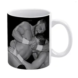 Mugs The Wrestlers White Mug Coffee 330ml Ceramic Home Milk Tea Cups And Travel Gift For Friends Sports Black Professi