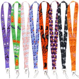 Keychains Halloween Ghost Cute Pumpkin Neck Strap Keychain Badge Holder ID Card Pass Hang Rope Adorn Lanyards For Keyrings Gifts Kids