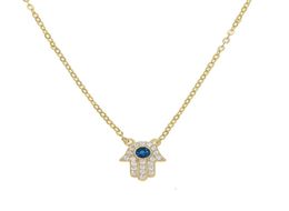 big blue eye hamsa hand cz necklace fine 925 sterling silver matal gold Colour top quality factory turkish lucky girl jewelry7195418