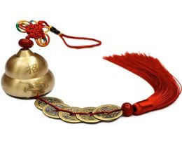 Traditional Chinese Gourd FU Design Feng Shui Copper Bell Blessing Good Luck Hanging Wind Chimes Home Decor Accessories247e9740580