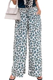 Calças femininas Capris Leopard Palma de perna larga Ponta de perna larga Primavera/verão Casual Pants soltas Clothing Y240509