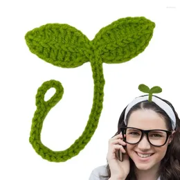 Party Decoration Creative Knitted Crochet Leaf Sprout Multifunctional Accessories With Cotton Thread For Crafts Decor Green