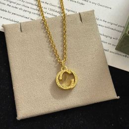 Necklace silver 925 interlocking double G twisted pattern simple necklace plated with 22k gold Personalised and versatile for both men and women matching pendant fo