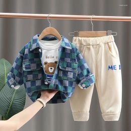 Clothing Sets Boys Clothes Spring Autumn Children Fashion Denim Jacket T-shirts Pants 3pcs Tracksuits For Baby Sports Suit Kids Outfits