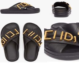 Designer Sandals Women's Sandals F Black White Letters Smooth Leather Resin Pure Ochre Ladies EVA Slippers Running8577584