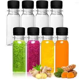 Storage Bottles 8/16Pcs 2Oz Small Plastic With Black Caps For Liquids-Ginger S Lids Wellness Juice Freezer Safe Food Grade