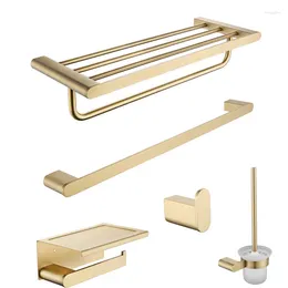 Bath Accessory Set Brushed Gold Bathroom Hardware Stainless Steel 5 Piece Household Series Sanitary Ware Accessories