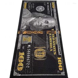 Carpets 3D Black Money Flannel Kitchen Rugs Dollar Bill Print Funny Design Carpet For Living Room Bedroom Indoor Outdoor