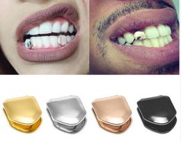 Braces Single Metal Tooth Grillz Gold silver Color Dental Grillz Top Bottom Hiphop Teeth Caps Body Jewelry for Women Men Fashion V4556461