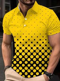 Men's Polos Mens Dots Pattern Polo Shirt Casual Breathable Comfy Half Button Short Slve T Top For City Walk Strt Hanging Outdoor Y2405103NW7