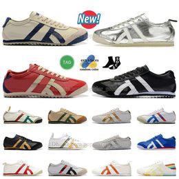 mexico 66 gel loafers tennis metallic sliver running shoes tiger black and white men women jogging walking 2024 trainers flats sneakers orange striped suede