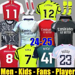 24 25 SAKA ARsen Soccer Jerseys HAVERTZ SMITH ROWE G.JESUS SALIBA Fans Player Version ODEGAARD MARTINELLI 2023 2024 NKETIAH Football Kits Shirt Men Kids Sets Uniforms