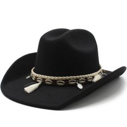 Men's Outdoor Woolen Hat European and American Cowboy Top Hat Sun Shading Hat Women's Summer Curled Brim Big Brim Hat