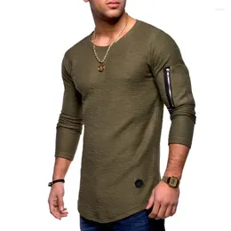 Men's Suits B8869 T-shirt Spring And Summer Top Long-sleeved Cotton Bodybuilding Folding