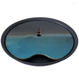 Tea Trays Japanese Table Sushi Sashimi Tools Sea Ceramic Tray Household Round Water Storage Type Dry Bubble