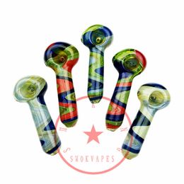 Latest Colorful Wigwag Art Smoking Glass Pipes Portable Handmade Dry Herb Tobacco Filter Spoon Bowl Innovative Pocket Cigarette Holder DHL