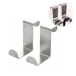 Hooks 2pc Stainless Steel Drawer Hook Reversible Over Door Cabinet Cupboard Towel Hanger Holder Rack For Office Kitchen Coat