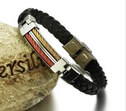2020 new fashion bracelet casual jewelry mixed batch gift whole color matching color stitching fashion men039s leather brac1023922