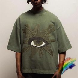 Men's T Shirts Vintage Washed Military Green HOUSE OF ERRORS Shirt Men Women 1:1 Quality Eye Foam Puff Print T-shirt Top Tees