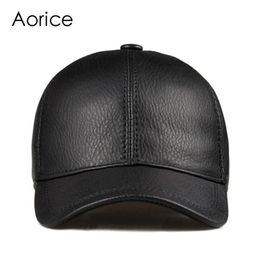 Aorice Fashion Simple Genuine Leather Baseball Cap Hat Men Winter Warm Brand Cow Skin Women sboy Caps Sport Hats HL171-F 240513
