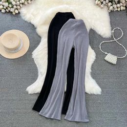 Women's Pants Casual Straight Ankle-Length For Women Almighty Elastic High Waist Femme Capris Korean Fashion Autumn Pant Bell-bottoms