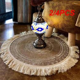 Table Mats 2/4PCS Creative Jute Placemats Po Prop Decoration Placemat Resistant Heat Non-Slip Home Linen Fabric Washable Bowl Cup