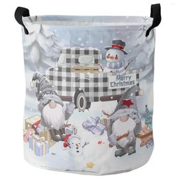 Laundry Bags Christmas Truck Snowman Gift Foldable Basket Large Capacity Hamper Clothes Storage Organiser Kid Toy Bag