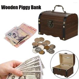 Storage Bottles Wooden Bank Safe Money Box Savings With Lock Wood Carving Handmade Fashion And Simple Home Good Items 2024