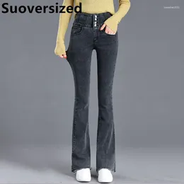 Women's Jeans Super High Waist Spring Fall Flare Fashion Slim Stretch Burr Edge Trousers Korean Casual Vintage Denim Pants For Women