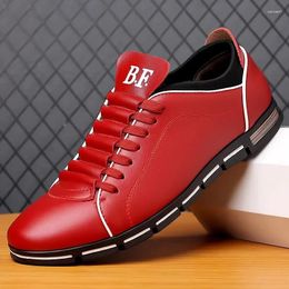 Casual Shoes Men Leather Fashion Sneakers 2024 Solid Formal Business Sport Flat Round Toe Light Breathable For Male