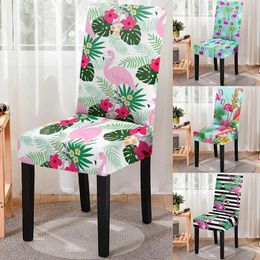 Chair Covers Striped Flamingo Print Dining Cover Stretch Flower Slipcovers Kitchen Seater Protector Home Party El Decoration