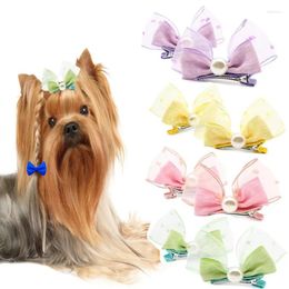 Dog Apparel Cute Pet Hair Clips Small Dogs Faux Pearl Bows Cat Grooming Headdress Accessoires