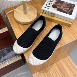 Casual Shoes Summer Women's Vulcanised Comfortable Womens Flat Shoesflying Weaving Slip On Femal Shallow Mouth Zapatos