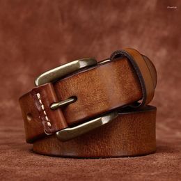 Belts 3.8CM Thick Cowhide Copper Buckle Designer Genuine Leather Casual Jeans Belt Men High Quality Retro Luxury Male Strap Waistband